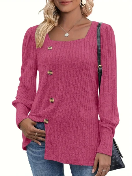 Solid Rib Knit Sweater - Image 5