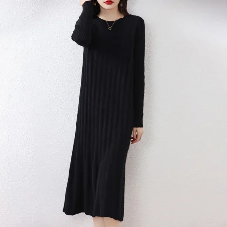 Autumn - Winter Knitted Wool Dress - Image 5