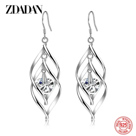 New Arrival 925 Sterling Silver Crystal Dangle Earrings - Image 7