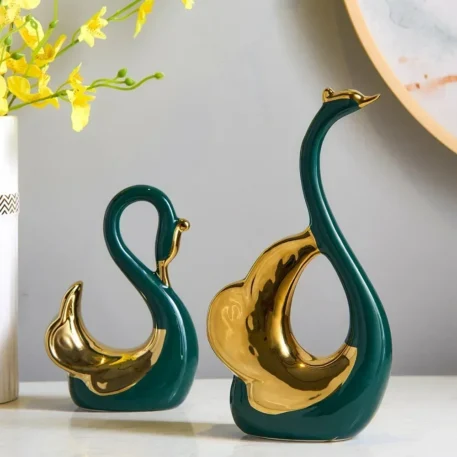 Nordic Creative Ceramic Swan Statue - Image 3