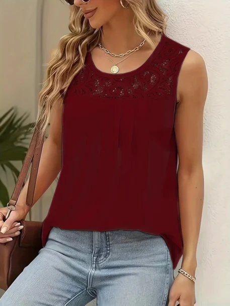 Solid color versatile sleeveless chest pleated top - Image 4