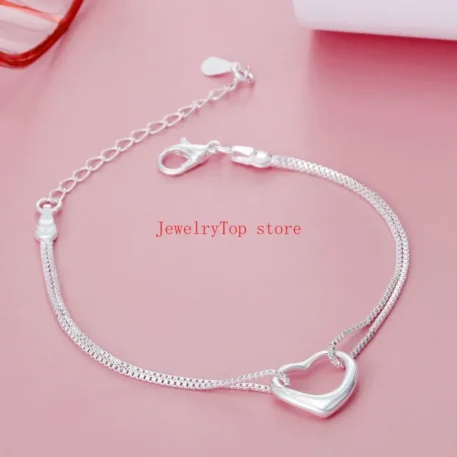 925 Sterling silver heart bracelet and necklace - Image 2