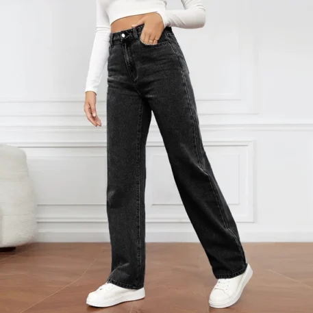 Women's Jeans Straight  High Waist Loose Fit  Ankle Length - Image 4