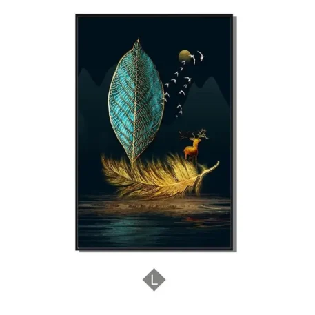 Luxury Abstract Black and Gold Foil Leaves Canvas Art  - NO FRAME - Image 19