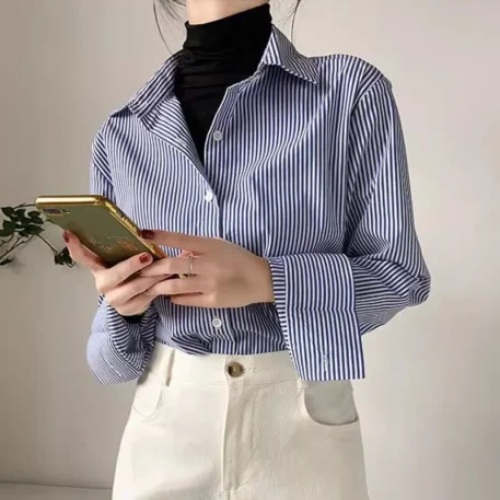 Classic Striped Spring Blouse - Image 3