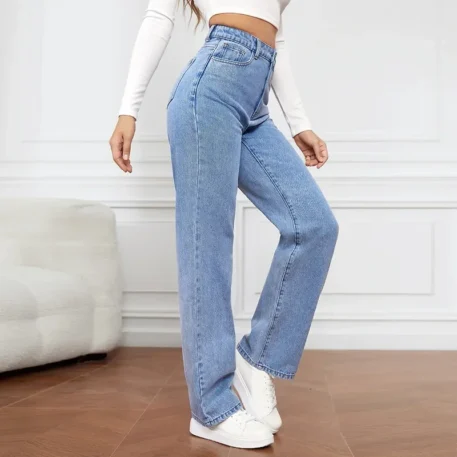 Women's Jeans Straight  High Waist Loose Fit  Ankle Length - Image 3