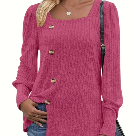 Solid Rib Knit Sweater - Image 7