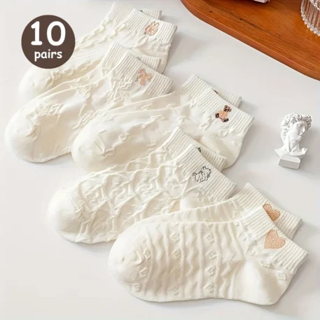 5/10/20 Pairs of Teddy Bear Patterned Ankle Socks One Size fits all - Image 7