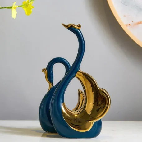 Nordic Creative Ceramic Swan Statue - Image 4