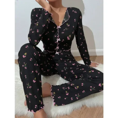 Floral Print Pajama Set - Image 6