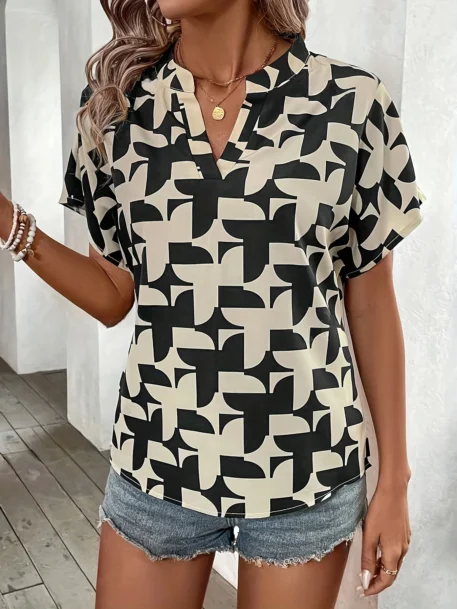 Summer Women's Print Casual Office Top - Image 3