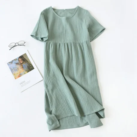 Summer Nightgowns solid color - cotton gauze - Image 3