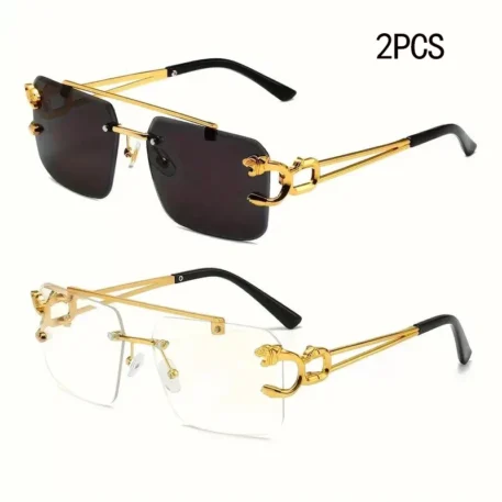 Fashion Leopard Rimless Sunglasses - Image 16