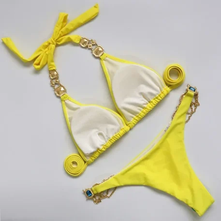 Halter Rhinestone Diamond Bikini - Image 2