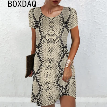 3D Snake Print Dress