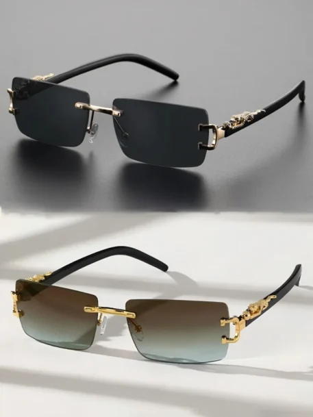 Fashionable Trendy Frameless Rectangular Sunglasses - Image 7