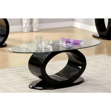 Contemporary Glass Top Coffee Table, 54" x 17.75" x 26.25"