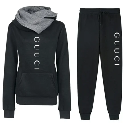 Women's Tracksuit Autumn Winter Hooded Sweatshirt +Black Sweatpants - Image 5