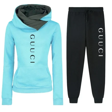 Women's Tracksuit Autumn Winter Hooded Sweatshirt +Black Sweatpants - Image 2