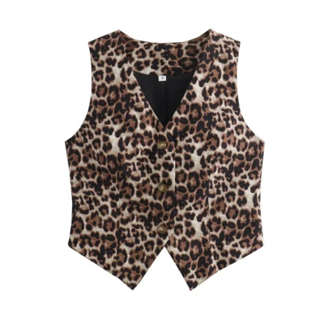 TRAF Leopard Women Cropped  Vest - Image 7