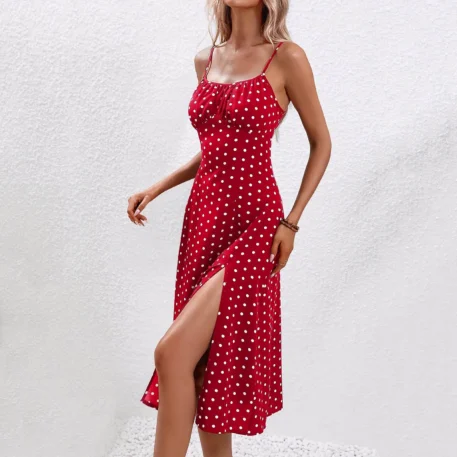 Casual Lace-Up Floral Print Summer Dress - Image 4