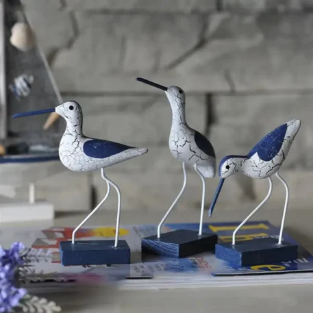 3Pcs Mediterranean Style Wooden Seabird Decoration