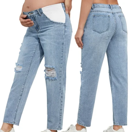 Maternity High Waist with Support Belly Jeans - Image 9