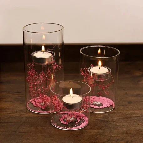 Transparent Glass Candlestick Holder - Image 2