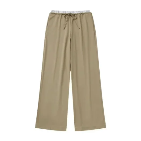 Summer Solid Sets - Sleeveless V Neck Buttons Vest + Elastic Waist Drawstring Straight Pants - Image 8
