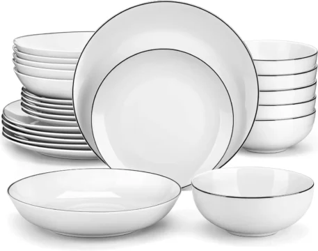 MALACASA 24-Piece Gourmet Porcelain Dinnerware Set