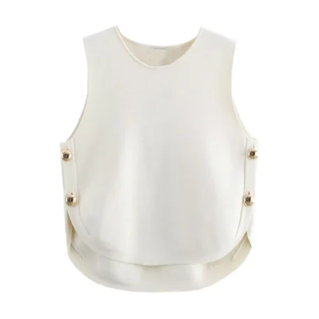 TRAF Ladies Side Buttons Knitted Crop Top - Image 7