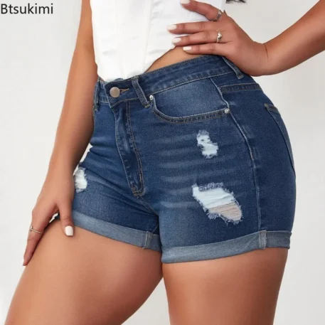 Denim Shorts-High Waist Stretchy - Image 3