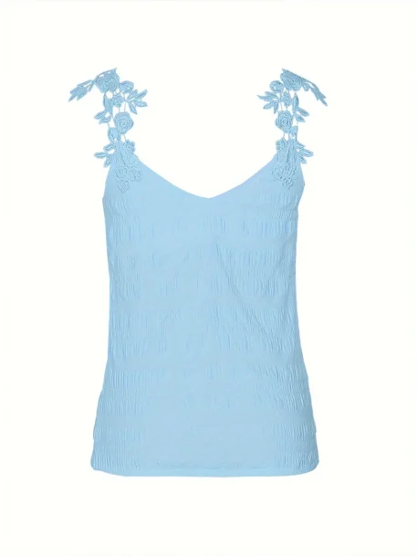 Women's Lace Appliqué V-shape Tank Top - Image 3