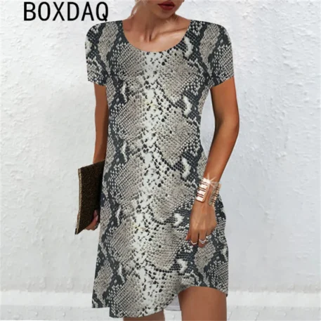 3D Snake Print Dress - Image 8