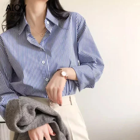 Classic Striped Spring Blouse - Image 2