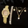 6PCS Women Watch Luxury Crystal Wristwatch - Image 7