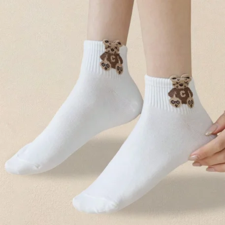 5/10/20 Pairs of Teddy Bear Patterned Ankle Socks One Size fits all - Image 6