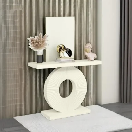 Modern Console Table with Geometric Base, 40 Inch Wood - Image 6