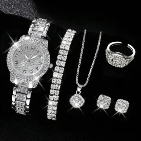 6PCS Women Watch Luxury Crystal Wristwatch - Image 2