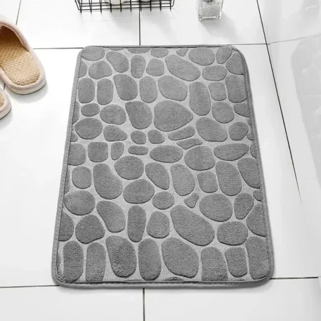 1pc Memory Foam Embossed Velvet Bathroom Rug - Image 9