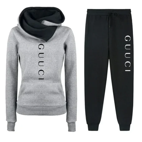 Women's Tracksuit Autumn Winter Hooded Sweatshirt +Black Sweatpants - Image 3