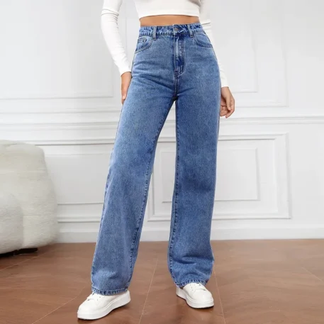 Women's Jeans Straight  High Waist Loose Fit  Ankle Length - Image 9