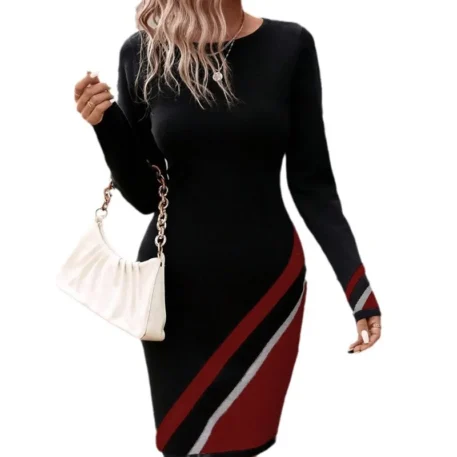 Spring -Autumn Long Sleeve Striped A-line Dress - Image 6