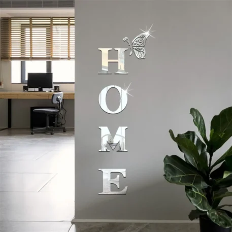 HOME Logo 3D Mirror Wall Sticker Set - Image 3