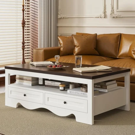 Farmhouse Coffee Table with Storage, 47.6"  with 4 Large Drawers - Image 6