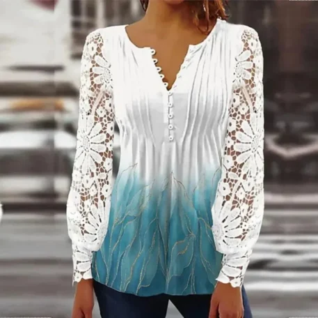 Casual Loose Shirt  Long sleeve Printed - Image 3