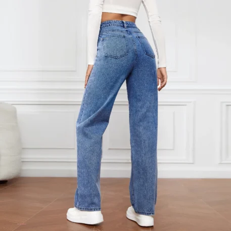 Women's Jeans Straight  High Waist Loose Fit  Ankle Length - Image 2