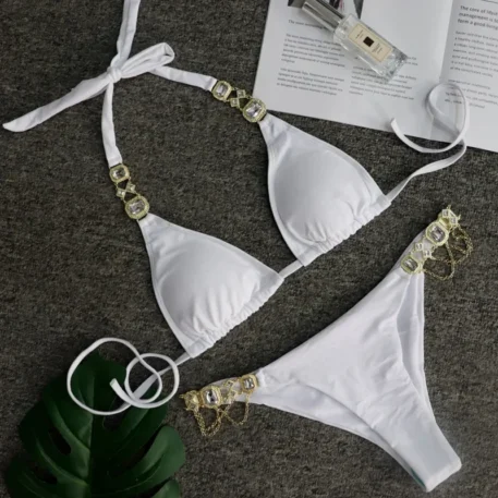 Halter Rhinestone Diamond Bikini - Image 13