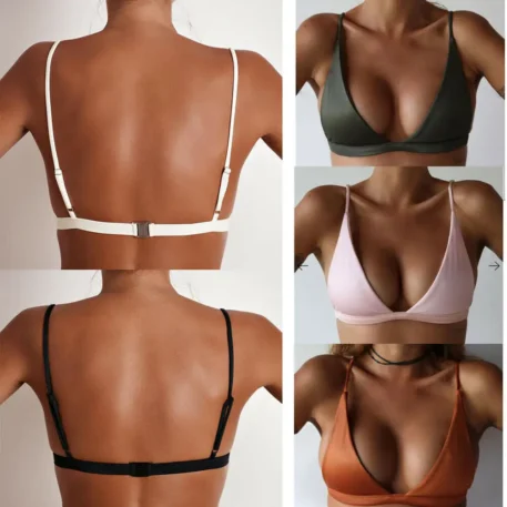 Casual Swimwear Solid Color Halter Top - Image 2