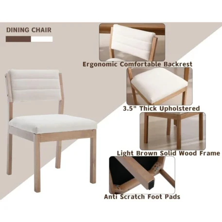 Dining Chairs Set of 4, Upholstered with Hardwood Legs - Image 3